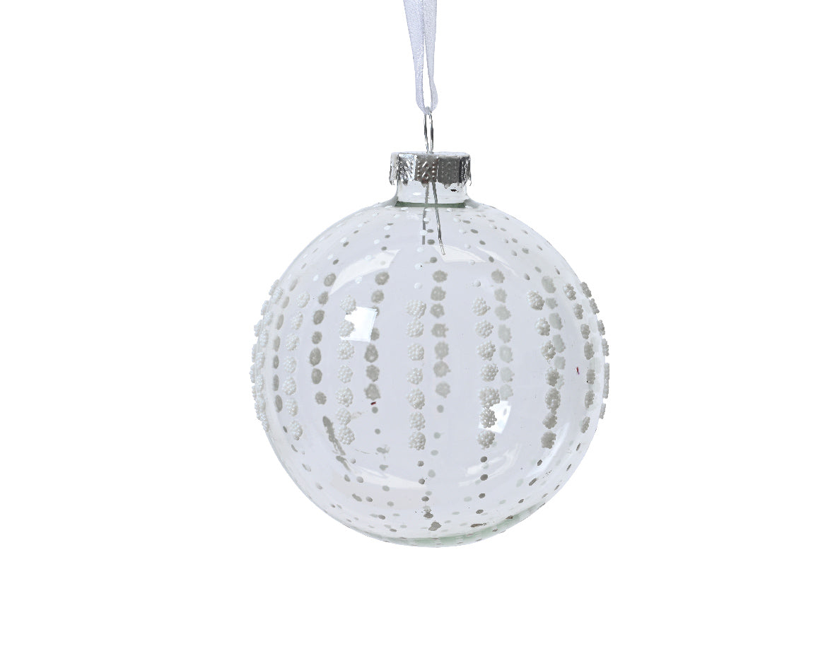 Boule de Noël en verre transparent avec perles et perles