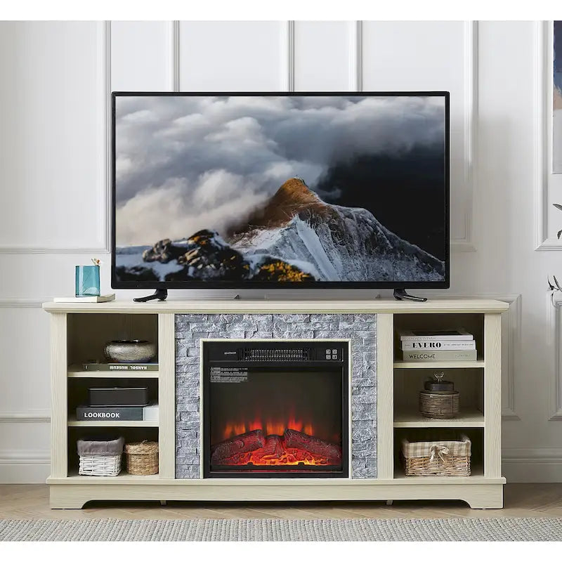 Meuble TV avec cheminée électrique et insert de cheminée