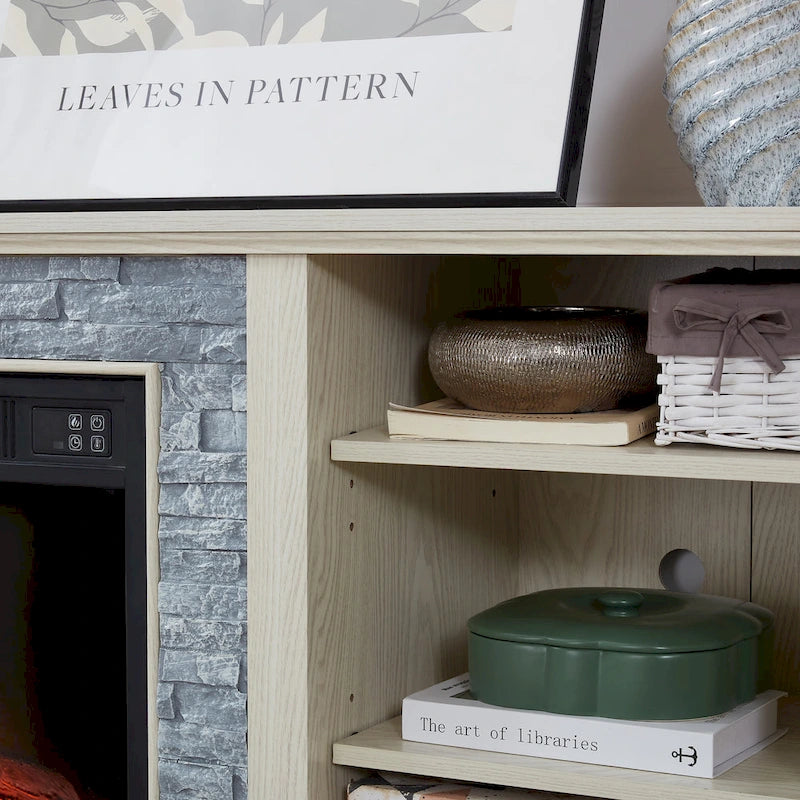 Meuble TV avec cheminée électrique et insert de cheminée