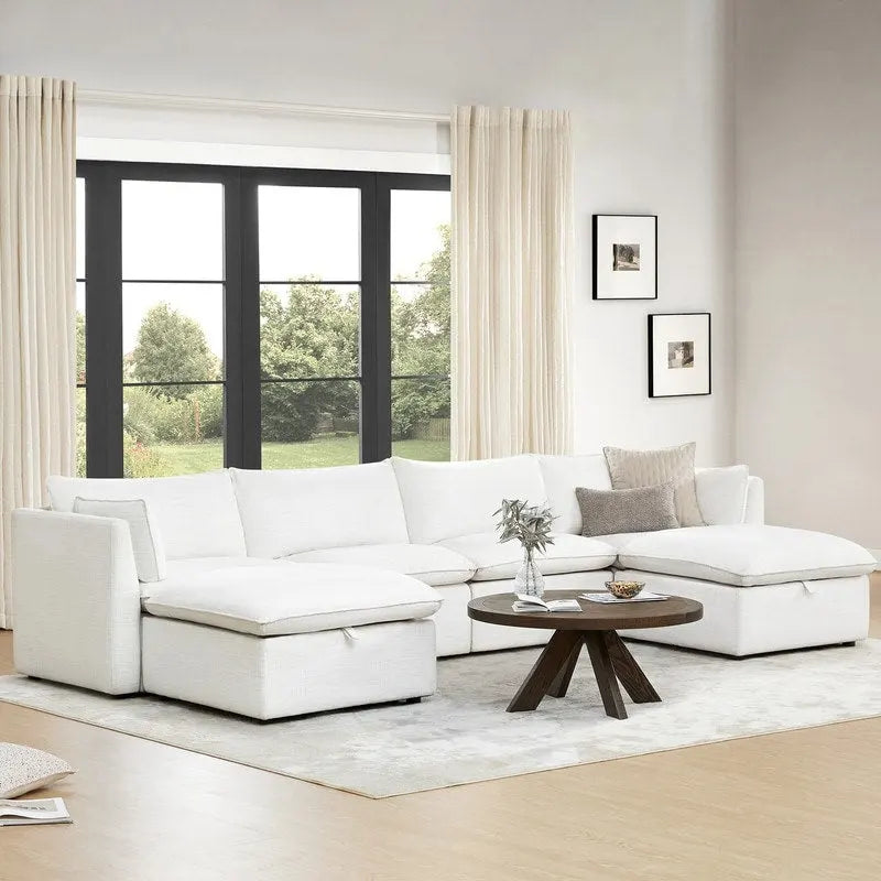 Canapé d'angle modulable en forme de U Cypress avec pouf