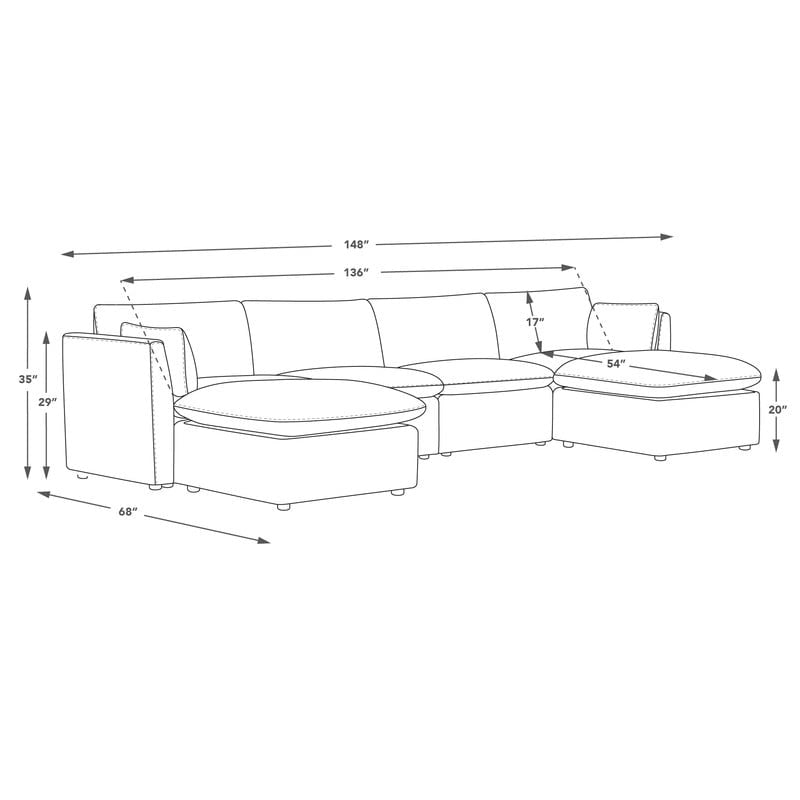 Canapé d'angle modulable en forme de U Cypress avec pouf