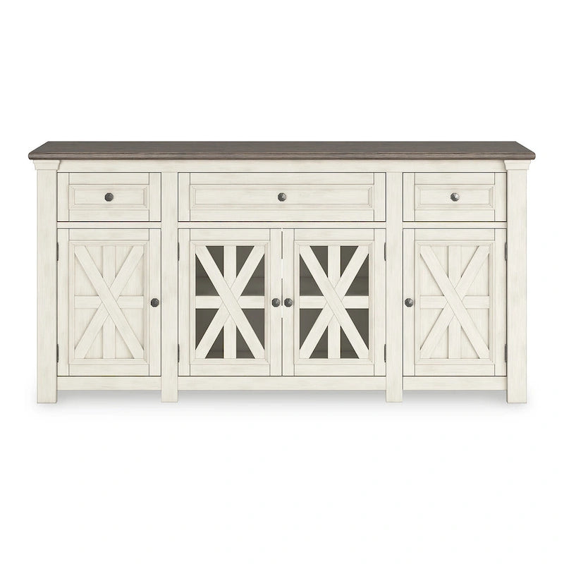 Meuble TV Signature Design by Ashley Bolanburg blanc/gris 73 pouces pour téléviseurs jusqu'à 83 pouces - 72,5 pouces L x 20,25 pouces P x 36,13 pouces H