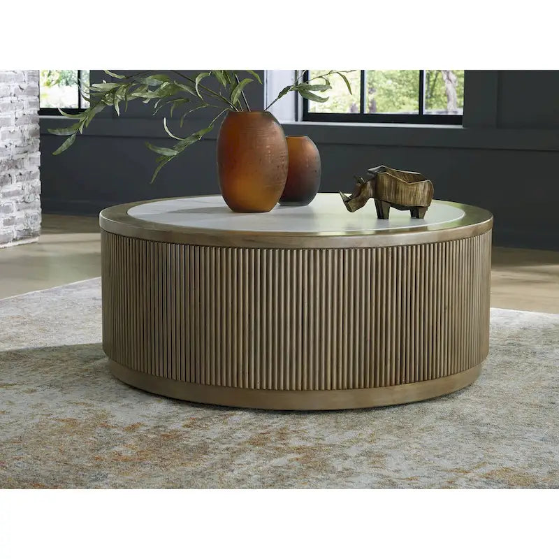 Signature Design by Ashley Camdill Light Brown/White Coffee Table - 42 W x 42 D x 17.5 H