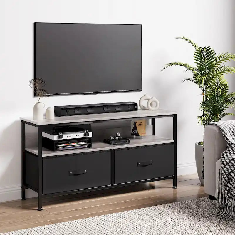 Meuble TV et commode multifonctionnels pour chambre à coucher avec 2 tiroirs - 42 pouces