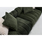 Canapé 3 places en velours côtelé 114.17 avec pouf, structure en bois massif et coussins en mousse haute densité