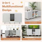 Enclos pour bac à litière Gymax avec toilettes cachées pour chats et 2 portes