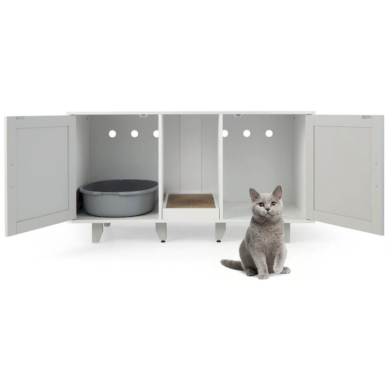 Enclos pour bac à litière Gymax avec toilettes cachées pour chats et 2 portes