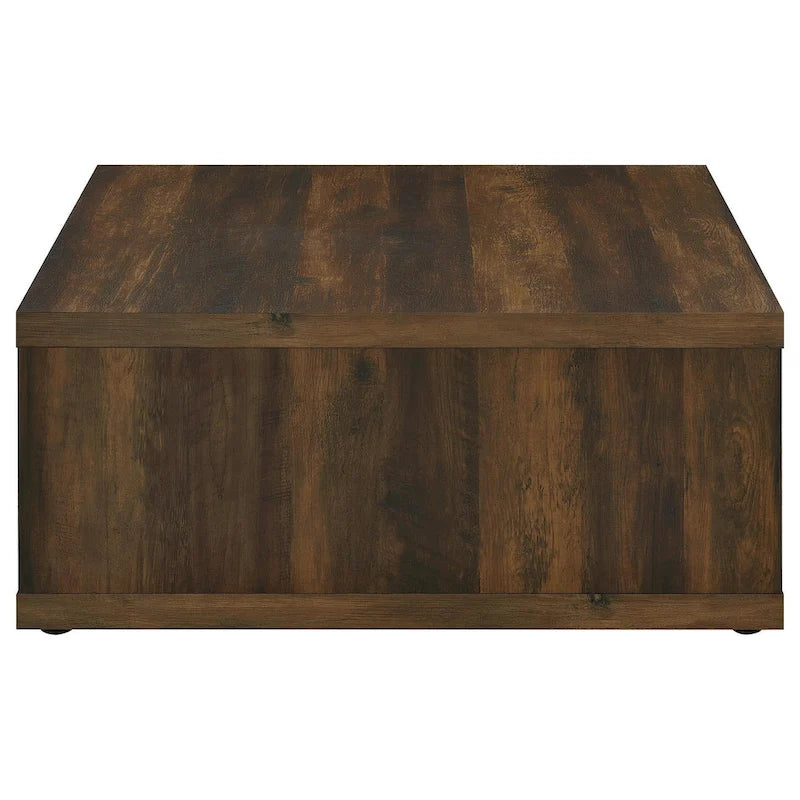 Table basse Rizz, étagère ouverte design cubique carré, 91 cm (36 pouces), marron foncé