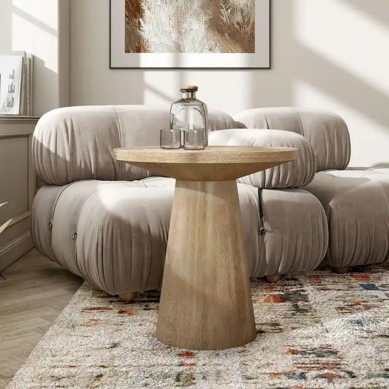 Table d'appoint moderne ronde Vitten en bois massif de Furniture of America