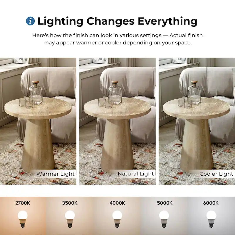 Table d'appoint moderne ronde Vitten en bois massif de Furniture of America