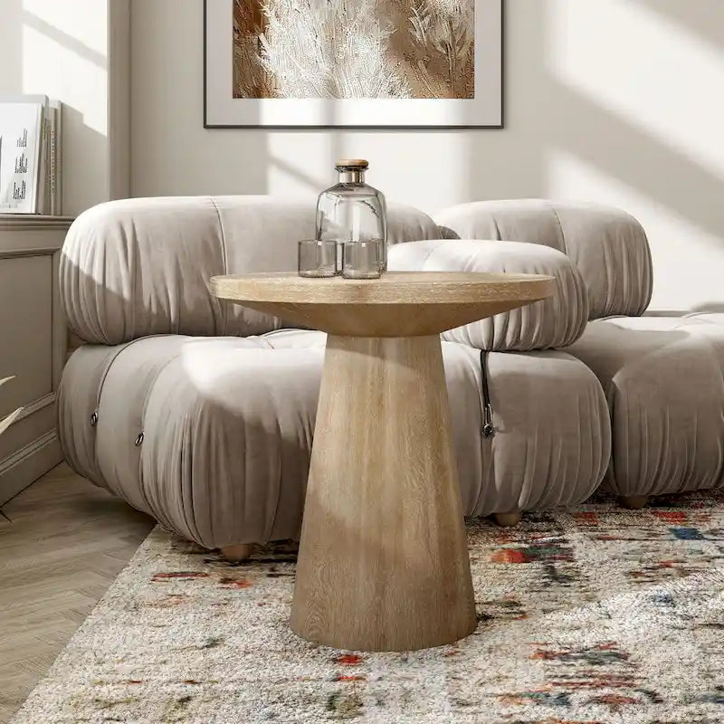 Table d'appoint moderne ronde Vitten en bois massif de Furniture of America