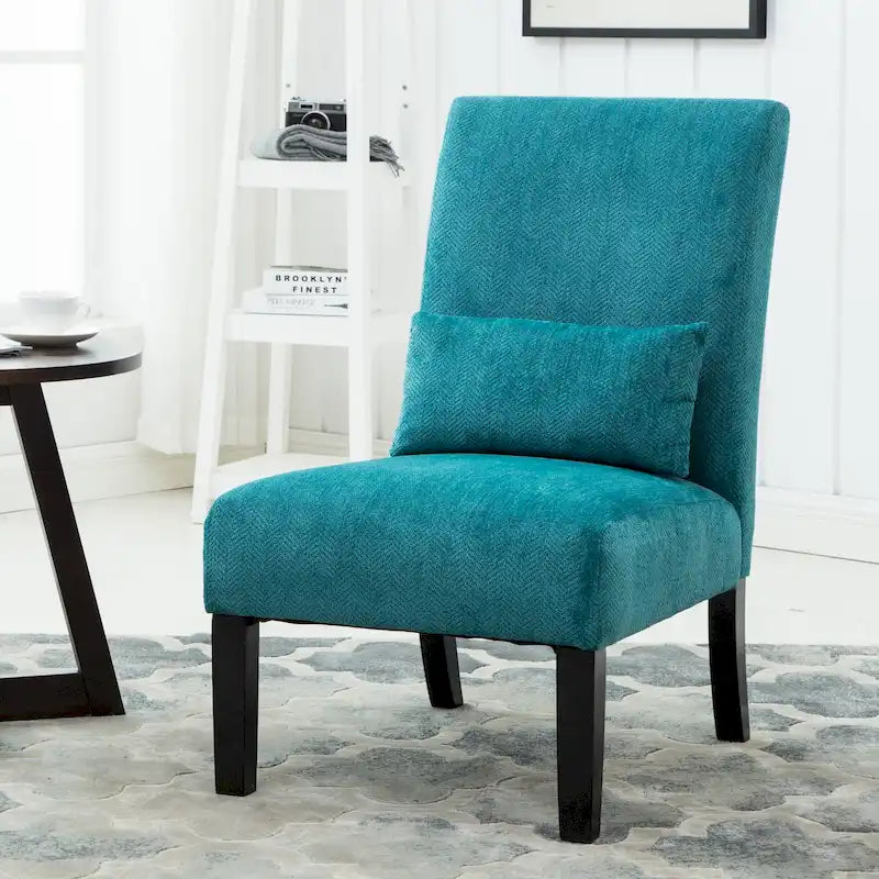 Fauteuil d'appoint bleu sarcelle à dossier haut en polyester 31,75