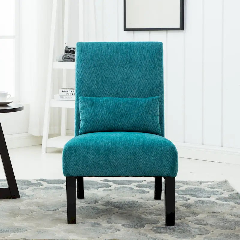 Fauteuil d'appoint bleu sarcelle à dossier haut en polyester 31,75