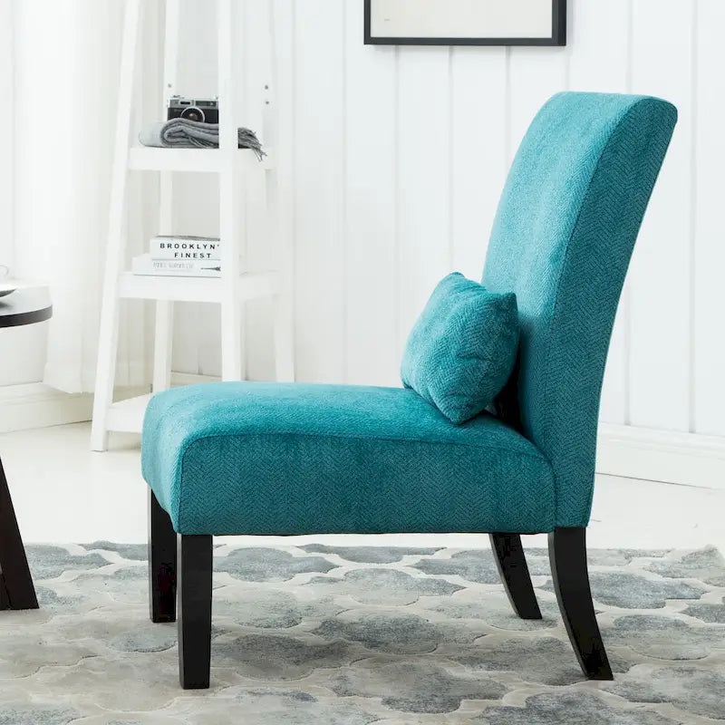 Fauteuil d'appoint bleu sarcelle à dossier haut en polyester 31,75