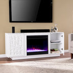 Meuble TV avec cheminée électrique à couleurs changeantes SEI Furniture Delauro et rangement