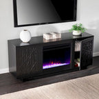 Meuble TV avec cheminée électrique à couleurs changeantes SEI Furniture Delauro et rangement