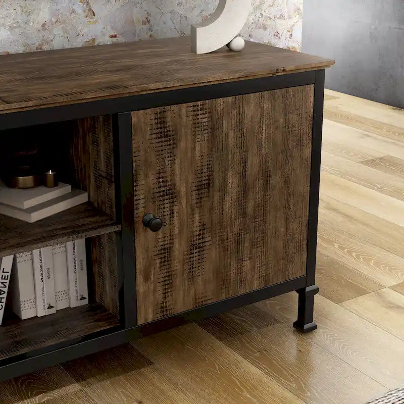 Meuble TV multifonctionnel en chêne rustique Dele de 60 pouces par Furniture of America