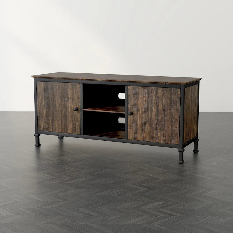 Meuble TV multifonctionnel en chêne rustique Dele de 60 pouces par Furniture of America