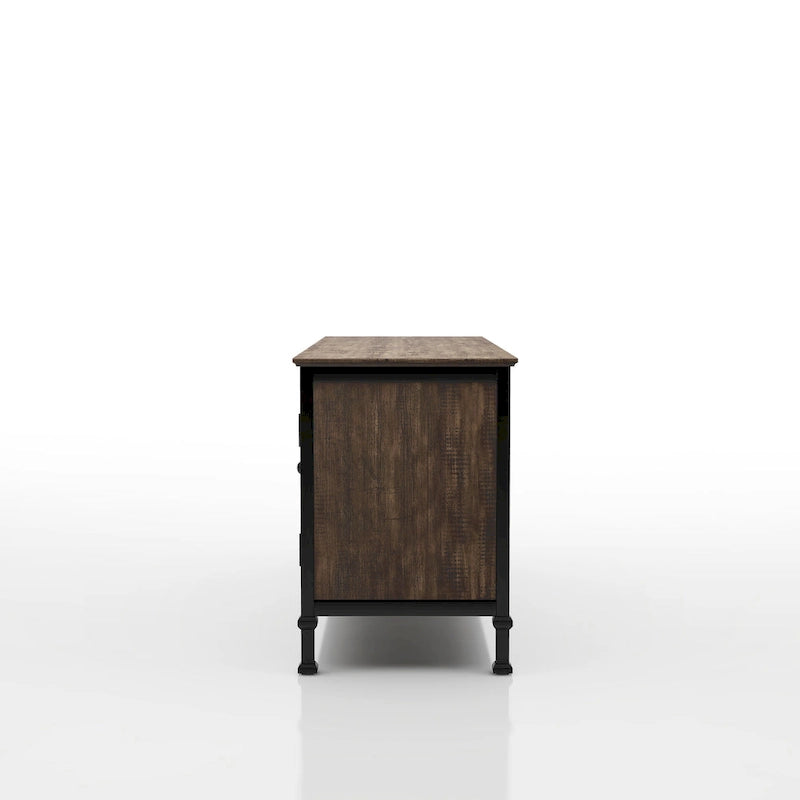 Meuble TV multifonctionnel en chêne rustique Dele de 60 pouces par Furniture of America