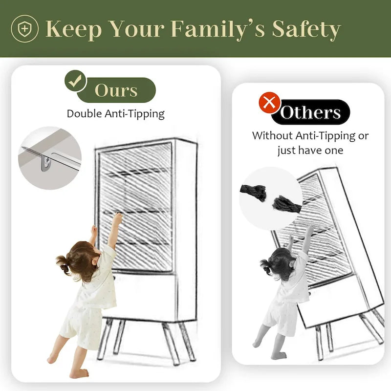 Commode moderne en rotin à 4 tiroirs avec poignées en métal