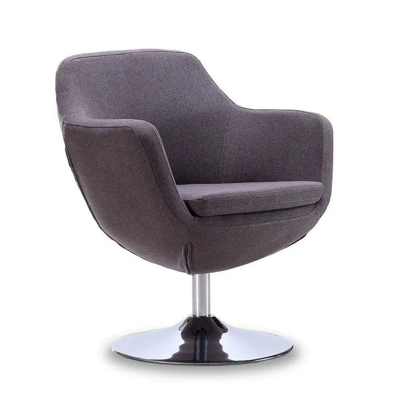 Fauteuil pivotant Manhattan Comfort Caisson en similicuir chromé poli
