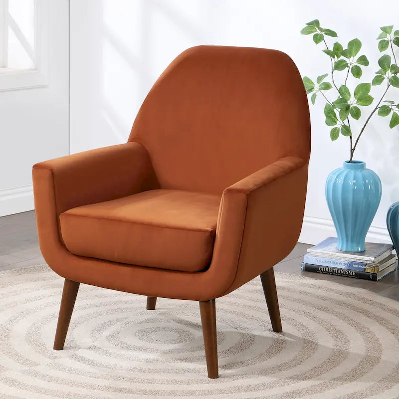 Fauteuil Adrian en velours style Mid-Century par Greyson Living