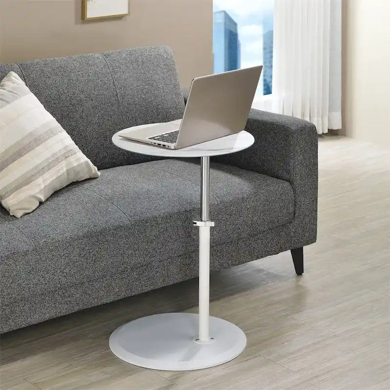 End Table with Height Adjustable Marble Textured Top