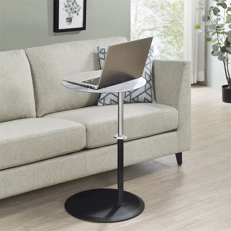 Table d'appoint avec plateau en marbre texturé réglable en hauteur