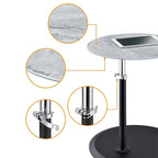 Table d'appoint avec plateau en marbre texturé réglable en hauteur