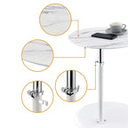 Table d'appoint avec plateau en marbre texturé réglable en hauteur