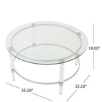 Table basse ronde en verre Elowen de Christopher Knight Home - 90 cm (L) x 90 cm (l) x 46 cm (H)