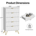 Commode à 5 tiroirs, tour de rangement pour chambre à coucher