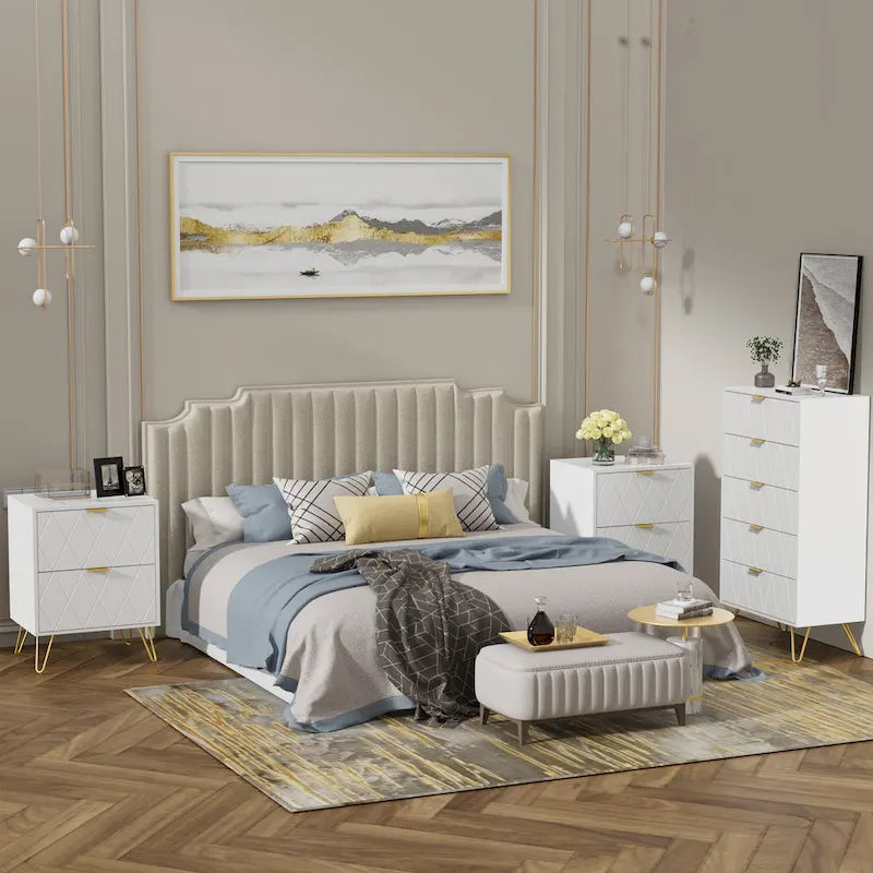 Commode à 5 tiroirs, tour de rangement pour chambre à coucher