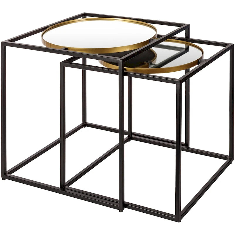Tables d'appoint gigognes Karley à miroir - 53 cm (H) x 53 cm (L) x 53 cm (P), 48 cm (H) x 48 cm (L) x 48 cm (P)