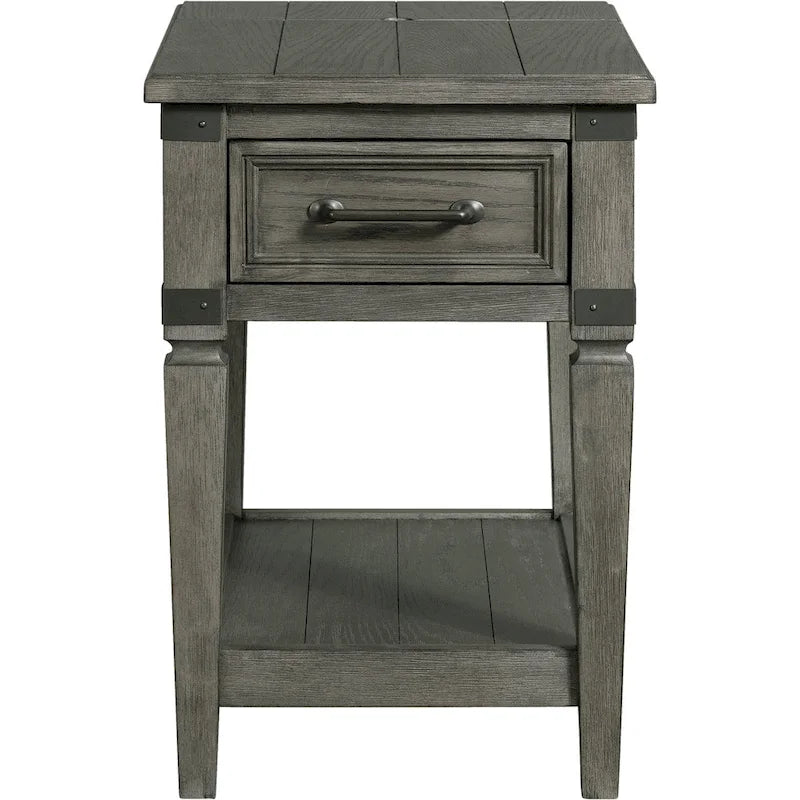 Foundry Brushed Pewter Chairside Table