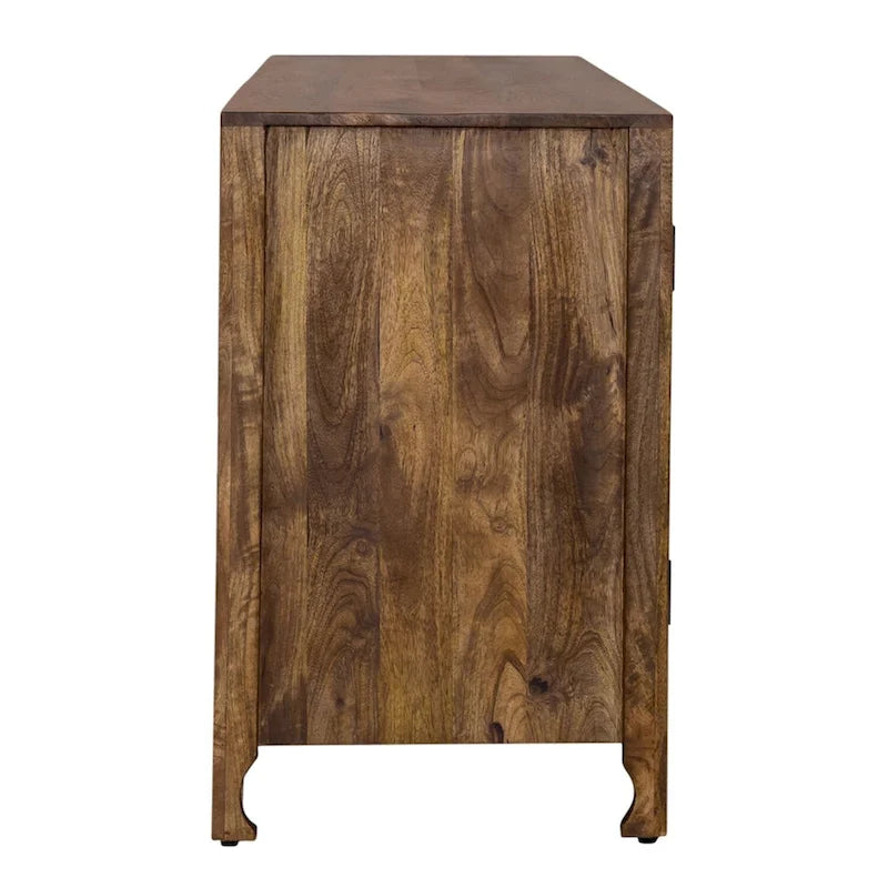 Meuble TV d'appoint Marisol Weathered Honey 74 pouces à 4 portes