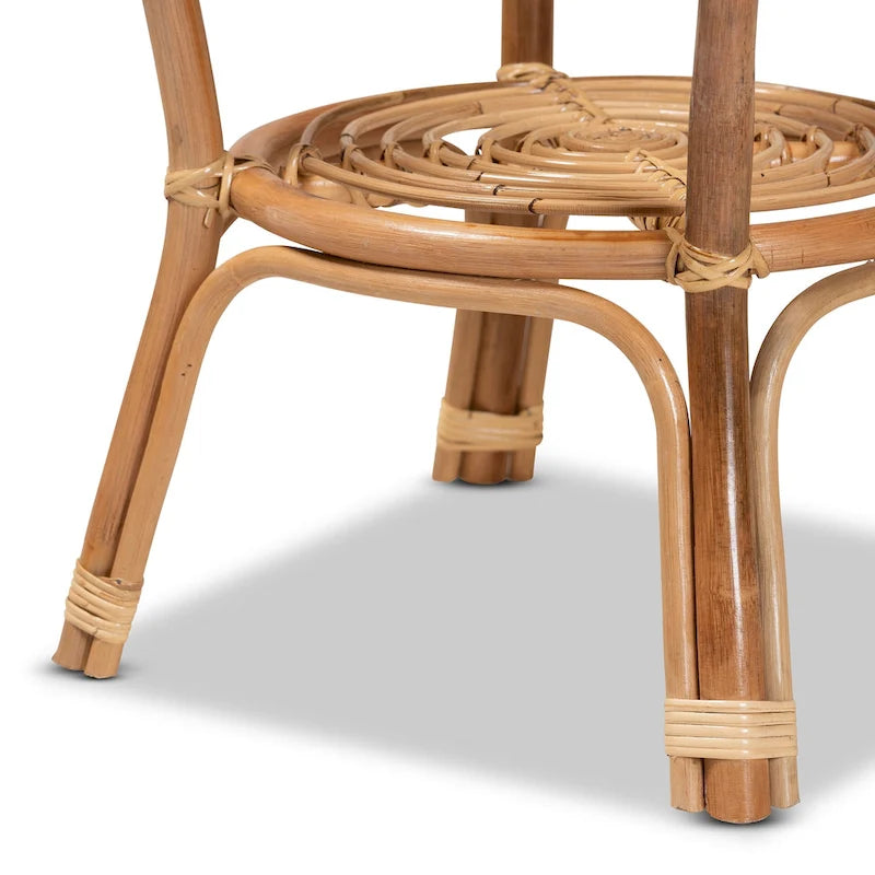 Table basse Cariel en rotin marron naturel, style bohème moderne