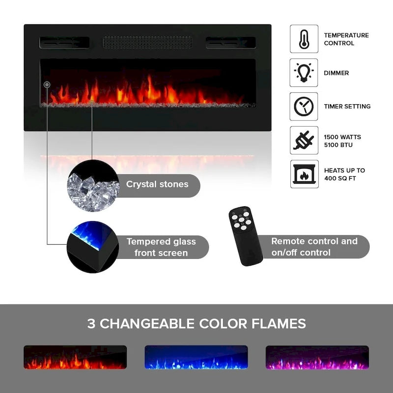 Meuble TV avec cheminée Haifa BL-EF