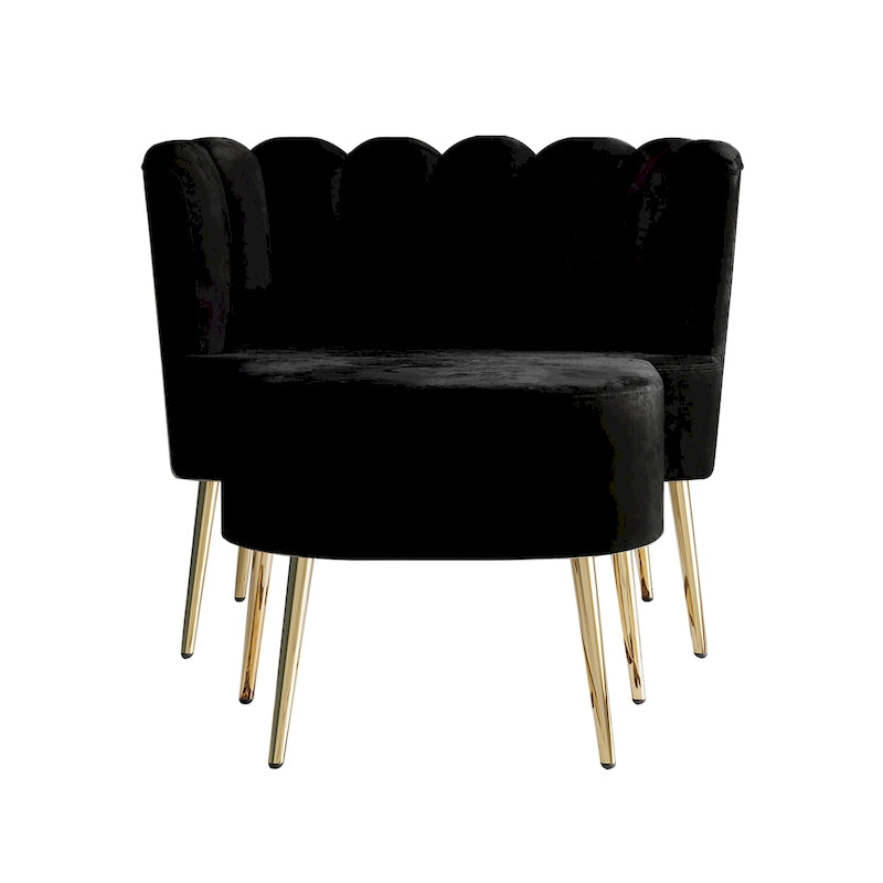 Fauteuil d'appoint CraftPorch luxueux, recouvert de velours, avec tabouret