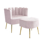 Fauteuil d'appoint CraftPorch luxueux, recouvert de velours, avec tabouret