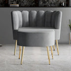 Fauteuil d'appoint CraftPorch luxueux, recouvert de velours, avec tabouret