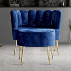 Fauteuil d'appoint CraftPorch luxueux, recouvert de velours, avec tabouret