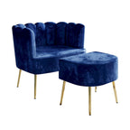 Fauteuil d'appoint CraftPorch luxueux, recouvert de velours, avec tabouret