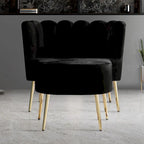 Fauteuil d'appoint CraftPorch luxueux, recouvert de velours, avec tabouret