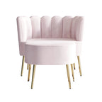 Fauteuil d'appoint CraftPorch luxueux, recouvert de velours, avec tabouret