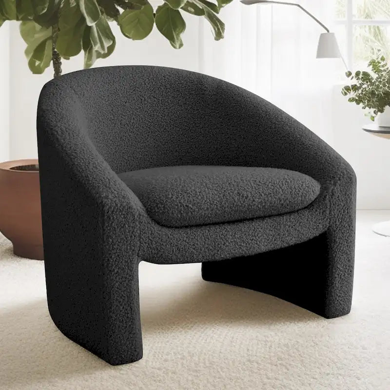 Fauteuil d'appoint rembourré en forme de tonneau