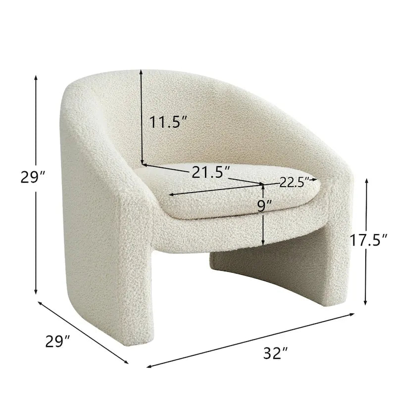 Fauteuil d'appoint rembourré en forme de tonneau