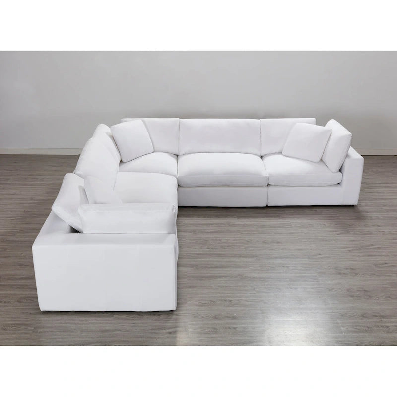 Canapé d'angle modulaire 5 pièces Roundhill Furniture Rivas, style contemporain, garnissage en plumes