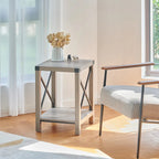 Table d'appoint ou de chevet CO-Z de style ferme de 40 cm avec étagère de rangement