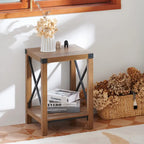 Table d'appoint ou de chevet CO-Z de style ferme de 40 cm avec étagère de rangement